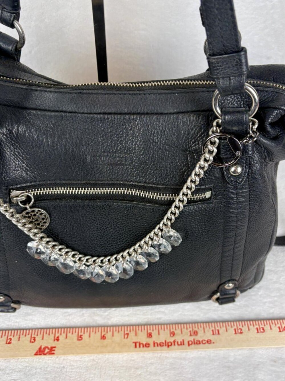 Coach Alexandra Bag in Black Pebble Leather with Chain - Picture 13 of 16